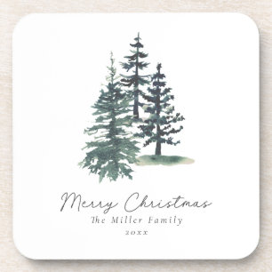 Simple Elegant Christmas tree Pine tree Beverage Coaster