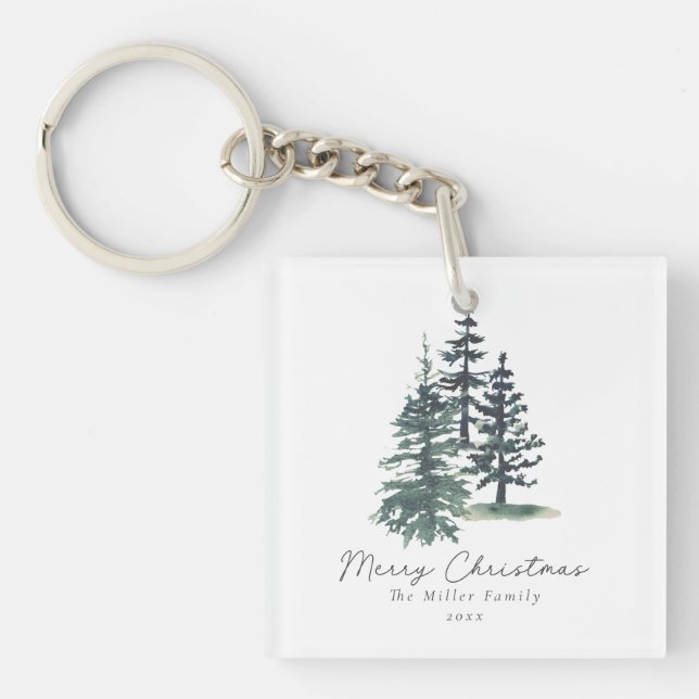 Simple Elegant Christmas tree | Pine tree  Keychain (Front)