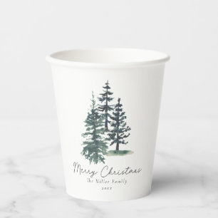 Simple Elegant Christmas tree Pine tree Paper Cups