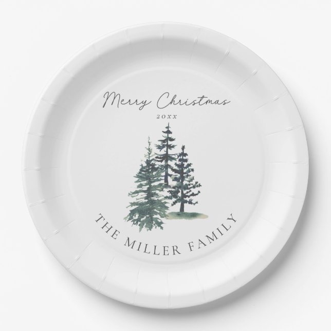 Simple Elegant Christmas tree | Pine tree  Paper Plates (Front)