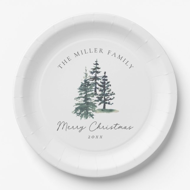 Simple Elegant Christmas tree | Pine tree  Paper Plates (Front)
