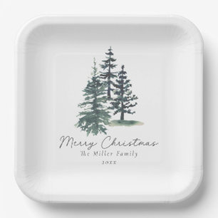 Simple Elegant Christmas tree Pine tree Paper Plates
