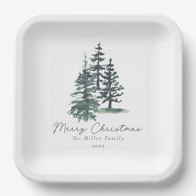 Simple Elegant Christmas tree | Pine tree  Paper Plates (Front)