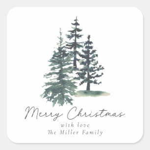 Simple Elegant Christmas tree Pine tree Square Sticker