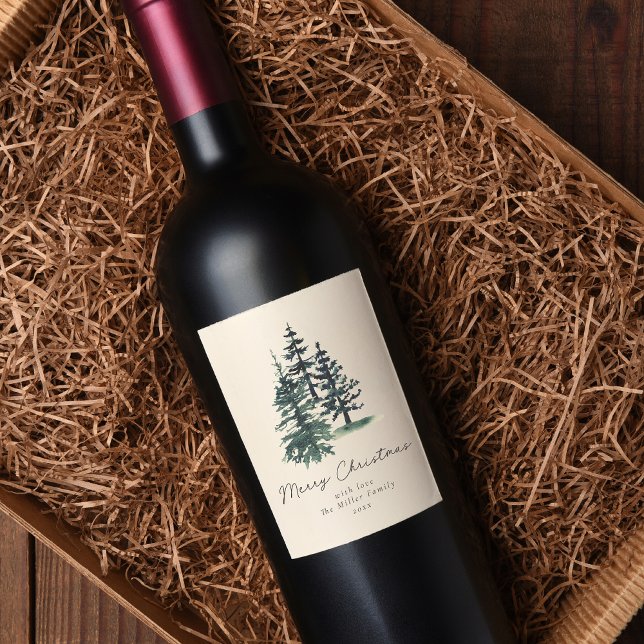 Simple Elegant Christmas tree | Pine tree  Wine Label (Creator Uploaded)