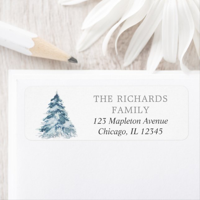 Simple elegant christmas tree snowflakes label (Insitu)