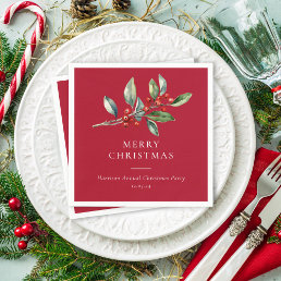 Simple Elegant Christmas Watercolor Botanical Napkins