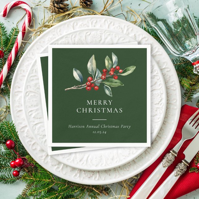 Simple Elegant Christmas Watercolor Botanical Napkins (Creator Uploaded)