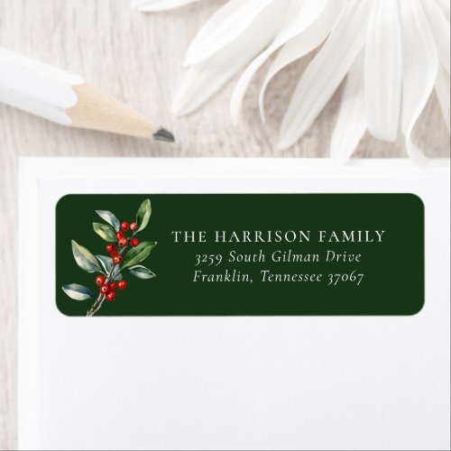 Simple Elegant Christmas Watercolor Floral Address Label