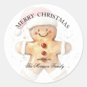 Simple Elegant Christmas Watercolor Gift Wrap Classic Round Sticker
