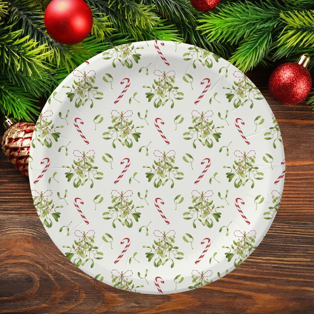 Simple Elegant Christmas Watercolor Greenery Paper Plates (Creator Uploaded)