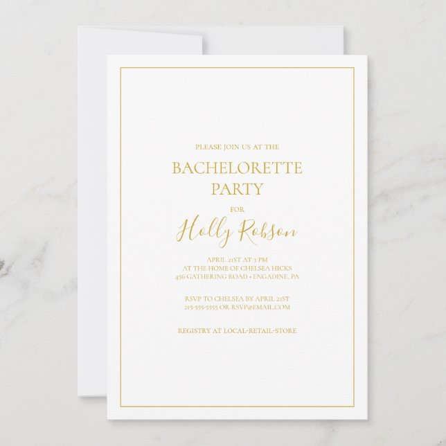 Simple Elegant Christmas White Bachelorette Party Invitation (Front)