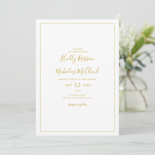 Simple Elegant Christmas  White Casual Wedding Invitation