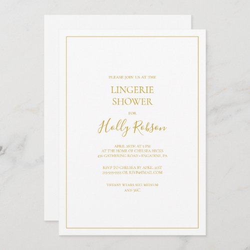Simple Elegant Christmas  White Lingerie Shower Invitation