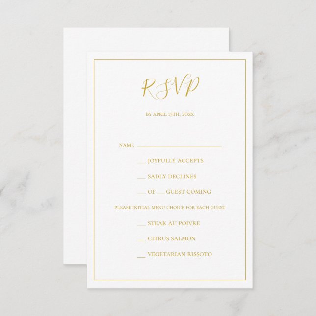 Simple Elegant Christmas | White Menu Choice RSVP (Front/Back)
