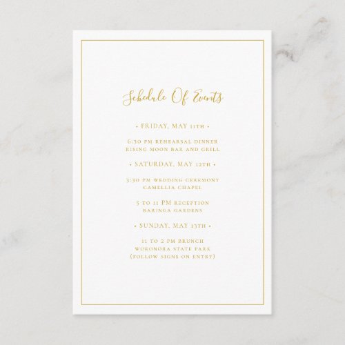 Simple Elegant Christmas White Schedule of Events Enclosure Card