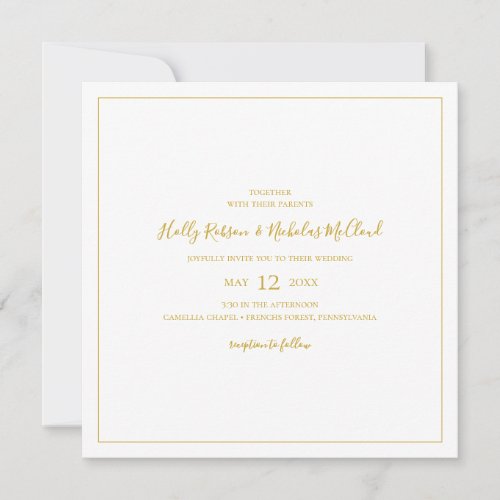 Simple Elegant Christmas  White Square Wedding Invitation