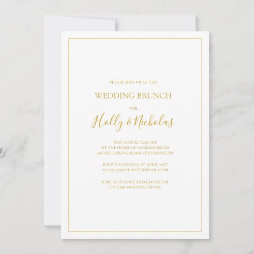 Simple Elegant Christmas  White Wedding Brunch Invitation