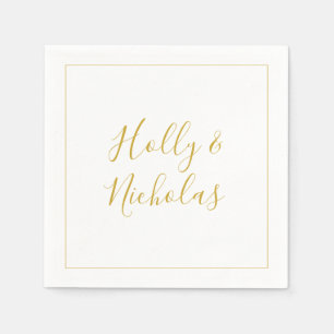 Simple Elegant Christmas White Wedding Napkins