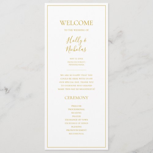 Simple Elegant Christmas  White Wedding Program