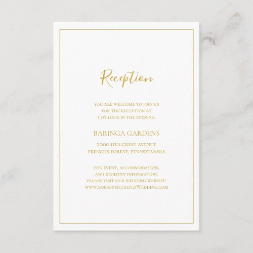 Simple Elegant Christmas  White Wedding Reception Enclosure Card