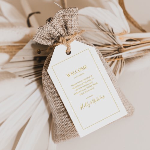 Simple Elegant Christmas  White Wedding Welcome Gift Tags