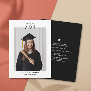 Simple Elegant Class of 2024 Graduation Photo Announcement