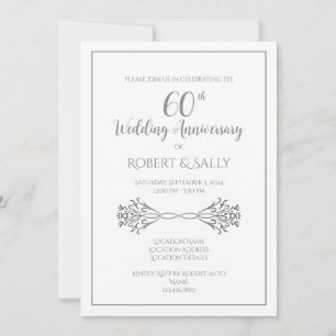Simple Elegant Classic 60th Anniversary Party Invitation
