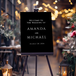 Simple Elegant Classic Black Wedding Welcome Foam Board