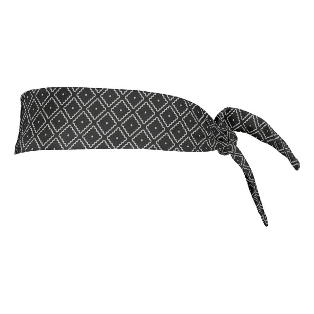Simple Elegant Classic Black White Square Pattern  Tie Headband (Rotate 90)