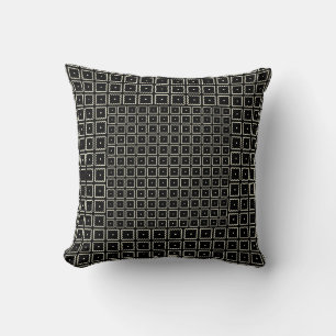 Simple Elegant Classic Black White Square Throw Pillow