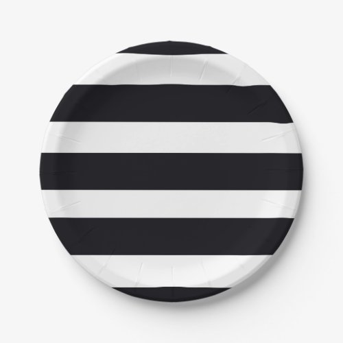 Simple Elegant Classic Chic Black  White Striped  Paper Plates