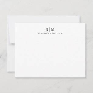 Simple Elegant Classic Couple Monogram Initials  Note Card