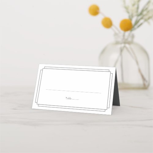 Simple Elegant Classic Deco Gray Wedding Place Card