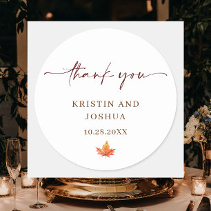 Simple Elegant Classic Fall Wedding Round Sticker