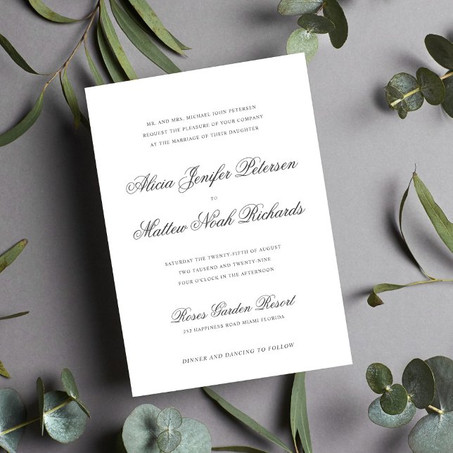 Simple elegant classic formal calligraphy wedding invitation (Creator Uploaded)