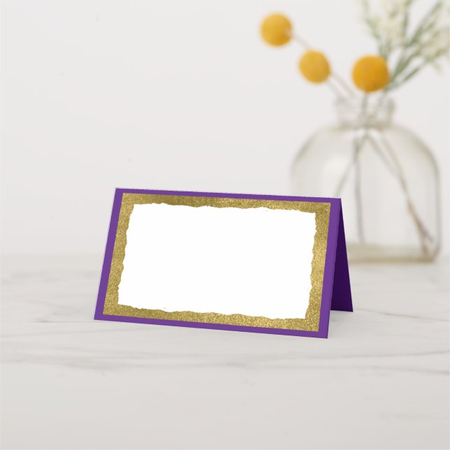 Simple Elegant Classic Gold Purple Party Event Place Card (Back)