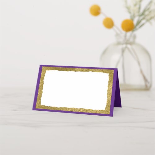 Simple Elegant Classic Gold Purple Party Event Place Card