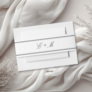 Simple Elegant Classic Monogram Initials Wedding Invitation Belly Band