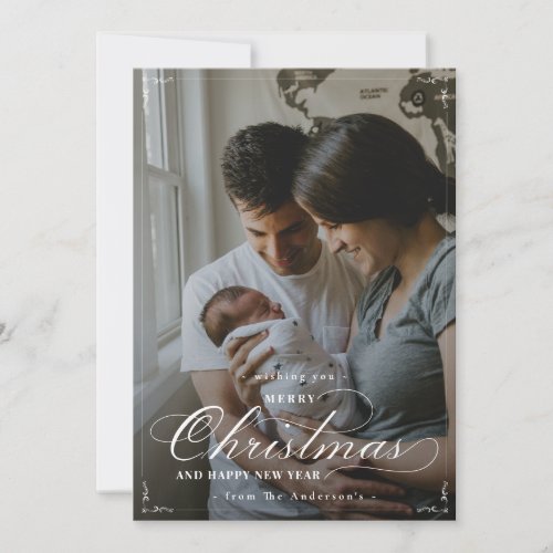 Simple Elegant Classic Photo Merry Christmas  Holiday Card