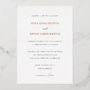 Simple Elegant Classic Wedding Foil Invitation