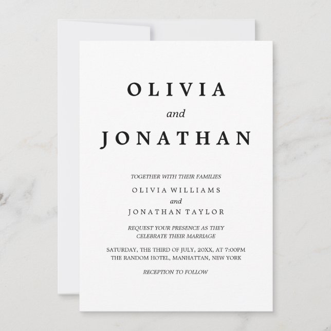 Simple Elegant | Classic Wedding Invitation (Front)