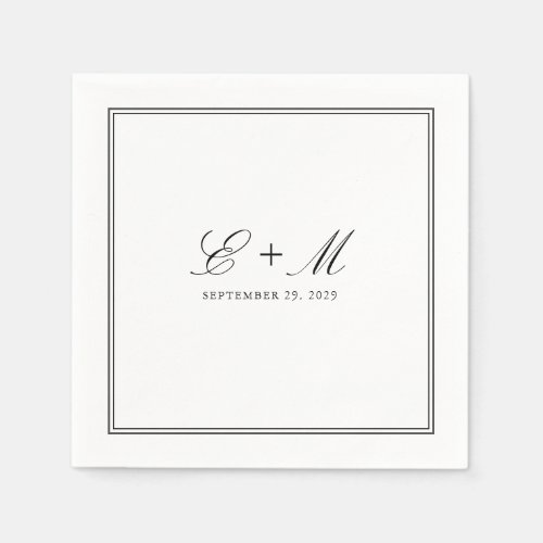 Simple Elegant Classic Wedding Monogram Napkins