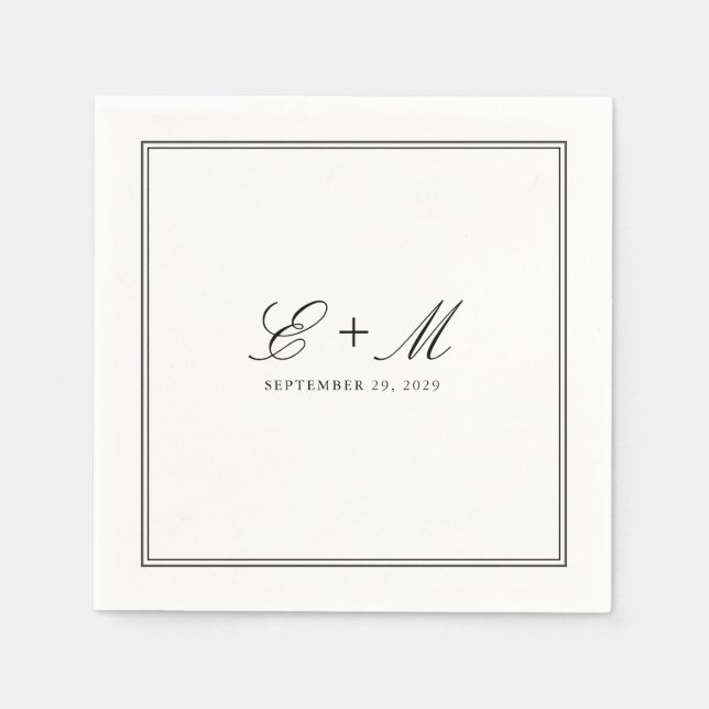 Simple Elegant Classic Wedding Monogram Napkins (Front)