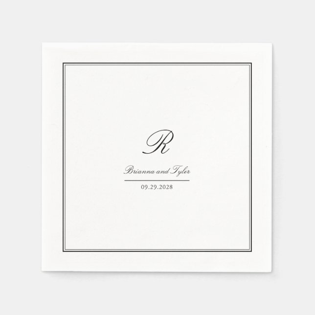 Simple Elegant Classic Wedding Monogram Napkins (Front)
