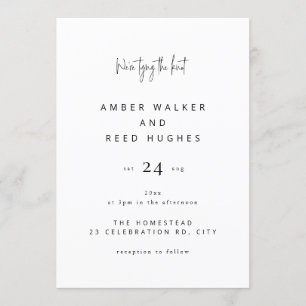 Simple Elegant Classic Wedding Plain Text Script Invitation