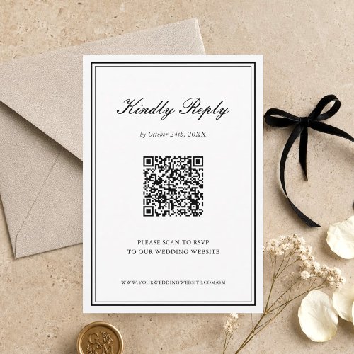 Simple Elegant Classic Wedding QR Code RSVP Card