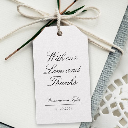 Simple Elegant Classic Wedding Thank You Gift Tags