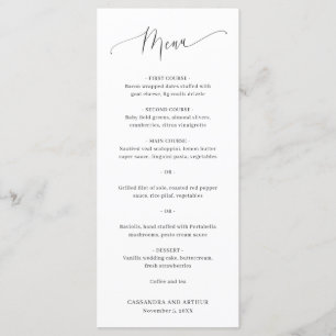 Simple Elegant Classic White Wedding Menu