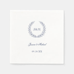 Simple Elegant Classy Navy Blue Monogram Wedding Napkins